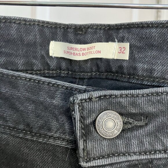 Levi's Superlow Bootcut Jeans Womens 32 Black Stretch Denim Y2K - Picture 3 of 13
